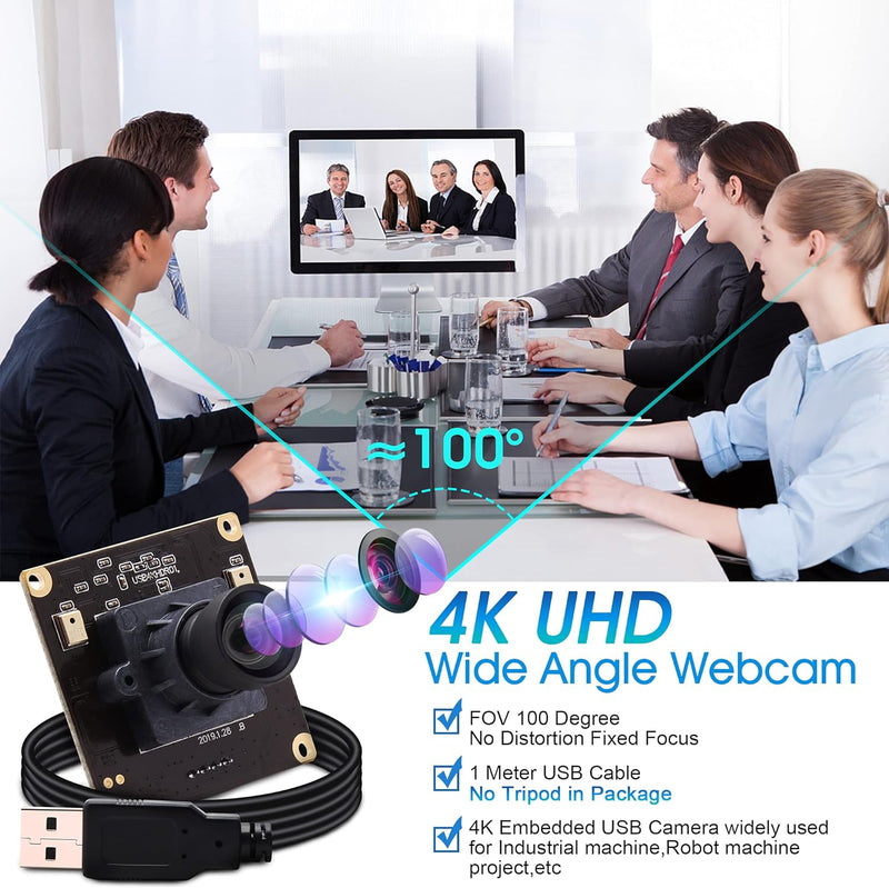 ELP 4K Ultra HD Webcam Unterstützung 3840x2160@30fps mit No-Distortion Objektiv, IMX317 Sensor PC We