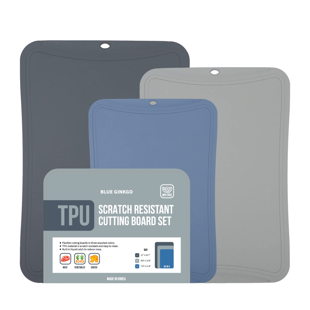 BLUE GINKGO TPU-Schneidematten [3er-Set] – Flexible, messerfreundliche und langlebige Küchen-Schneid