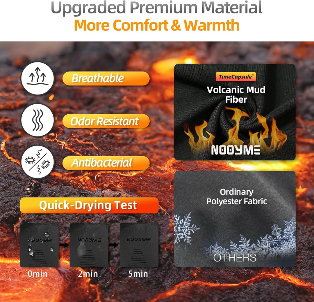 NOOYME Damen Thermounterwäsche, Lange Unterhose für Damen, Basisschicht für kaltes Wetter, Schwarz,