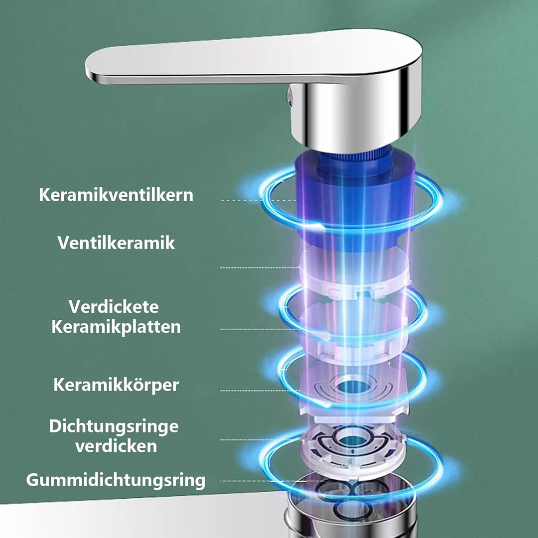 Kaltwasserhahn Edelstahl Kaltwasserarmatur mit 80cm Anschlussschlauch, Wasserhahn Kaltwasser Bad Was