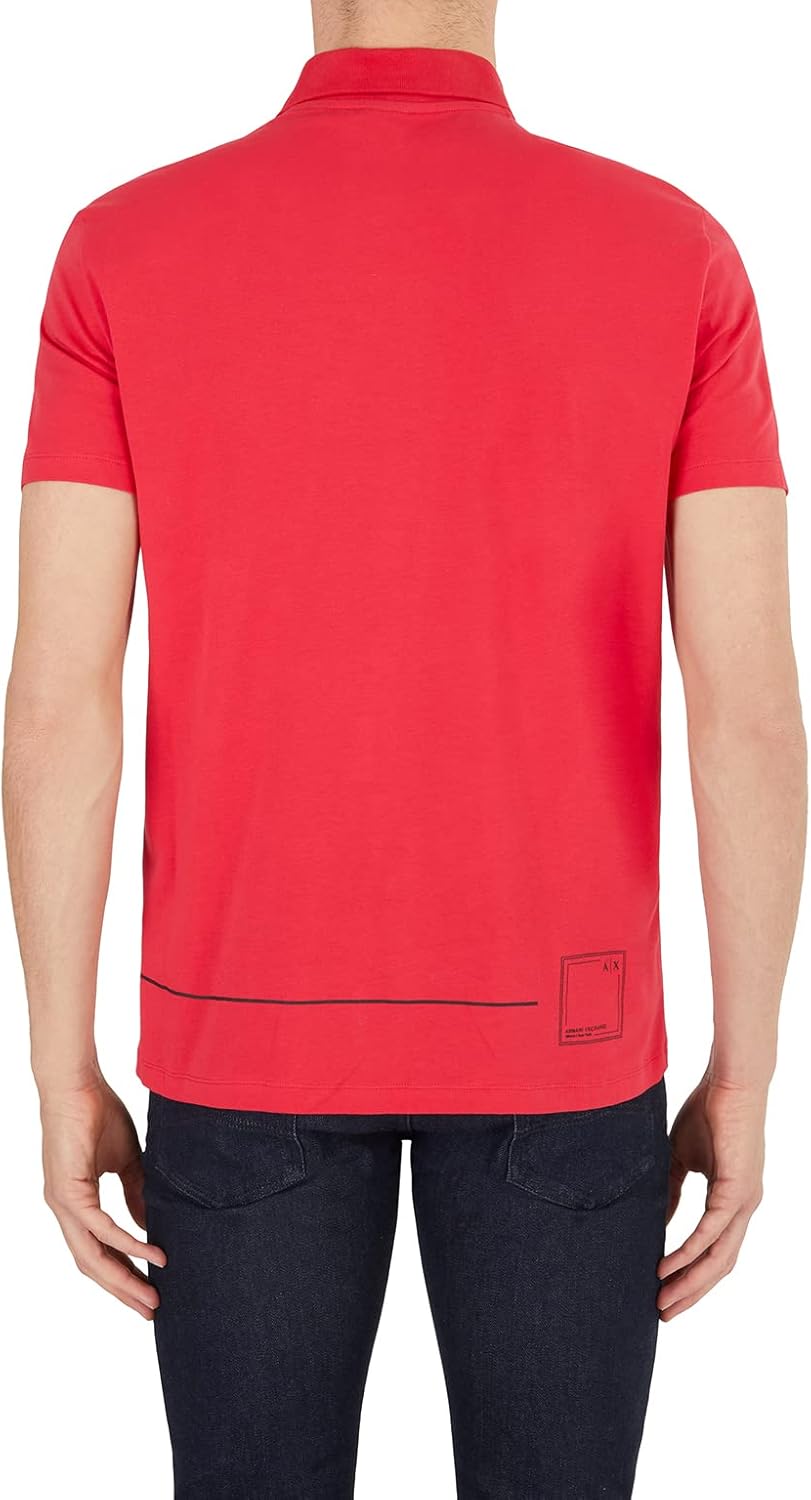 Armani Exchange Herren Nachhaltig, Logo-Linien-Detail, Normale Passform. Polo Sweater, Lipstick Red