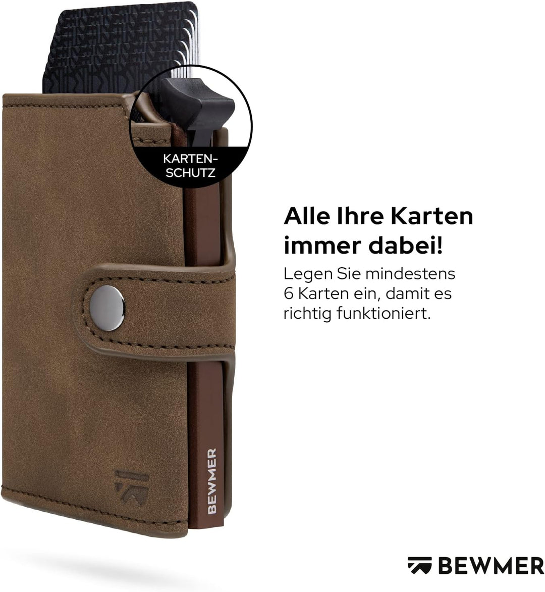 BEWMER 2 Shielded | Herren und Damen Slim Wallet mit RFID-Schutz Anti-Cloning | Kartenetui mit Münzf