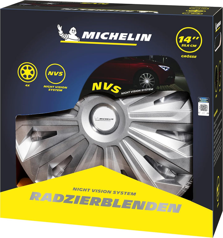 MICHELIN Radkappen 14 Zoll Universal Radzierblenden Monique 4er Set Fürs Auto ABS Kunststoff | Silbe