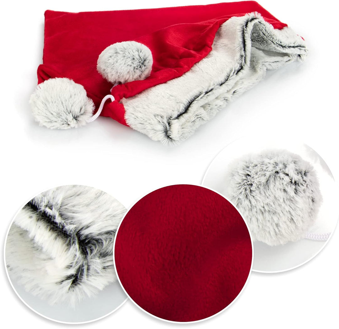 COM-FOUR® 2x Premium Weihnachtssack - roter Geschenkesack zum Befüllen - Weihnachtsbeutel mit Bommel