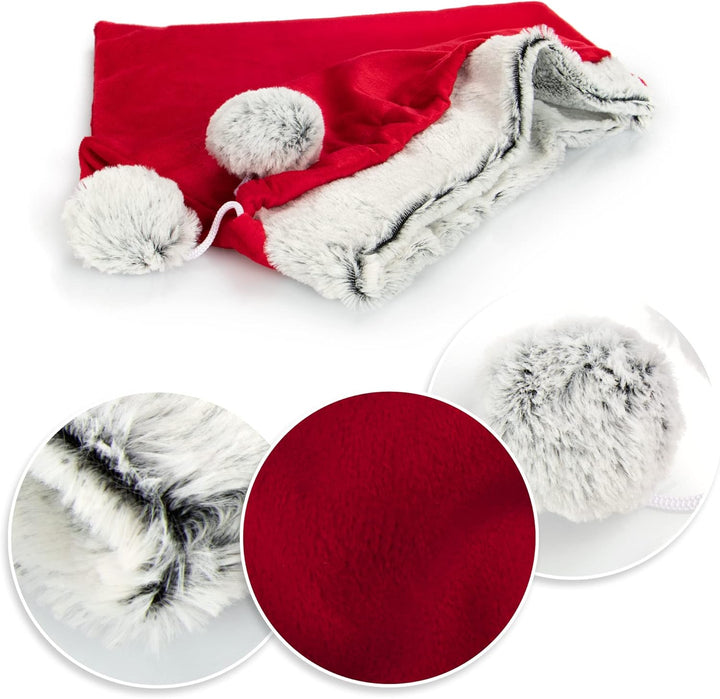 COM-FOUR® 2x Premium Weihnachtssack - roter Geschenkesack zum Befüllen - Weihnachtsbeutel mit Bommel
