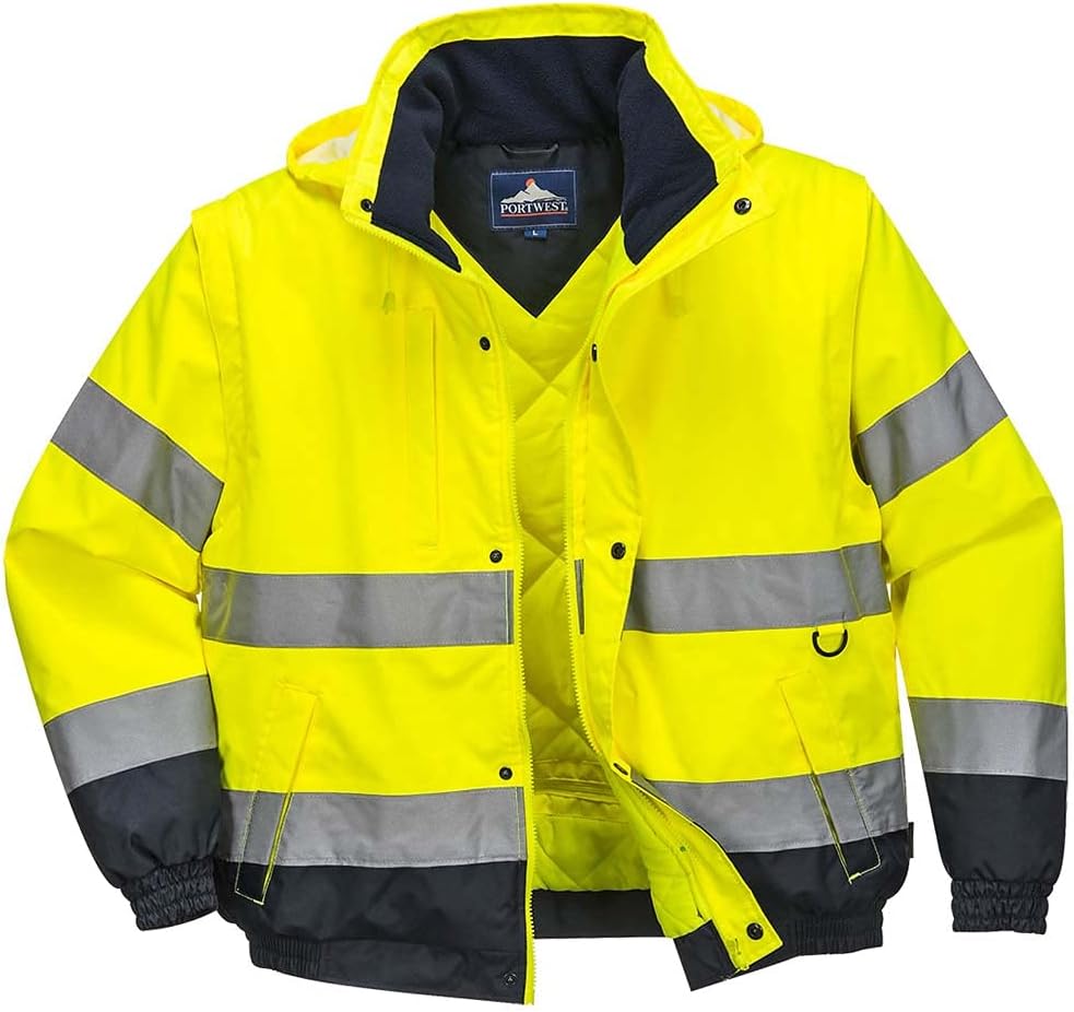 Portwest 2-in-1-Sicherheitsjacke. Farbe: Gelb/Marineblau, Grösse: XXL, C468YERXXL XXL Gelb, XXL Gelb