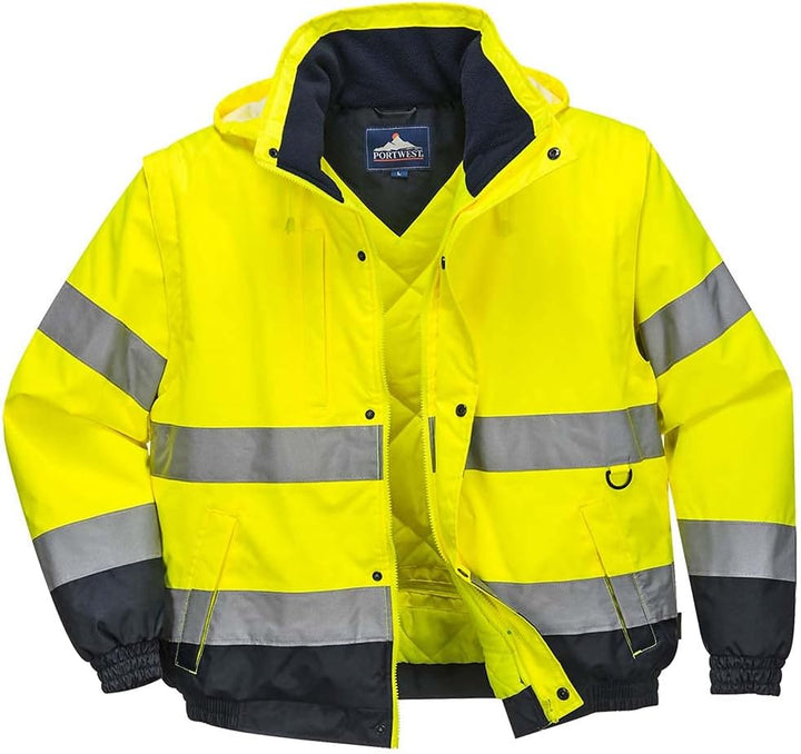 Portwest 2-in-1-Sicherheitsjacke. Farbe: Gelb/Marineblau, Grösse: XXL, C468YERXXL XXL Gelb, XXL Gelb