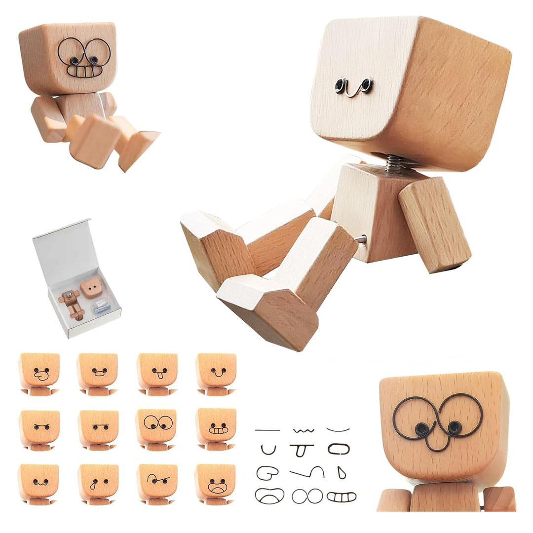 Schüttelnde Holzmann-Figur, Charmante Holzfigur mit einem Lächeln, Wackelnde Holzfiguren, Lebendig W