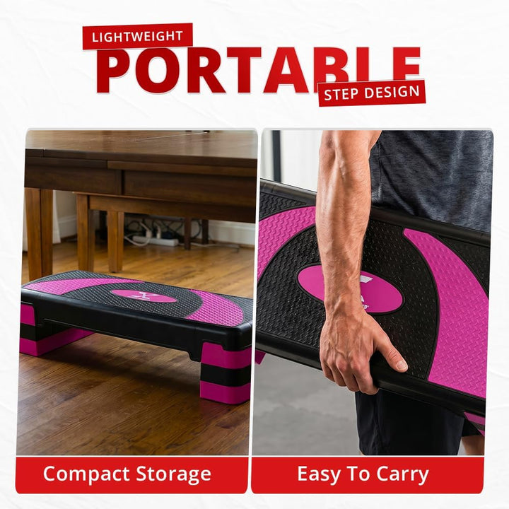 MAXSTRENGTH Aerobic-Übungs-Stepper, 3 höhenverstellbare Stufen, 10 cm, 15 cm, 20 cm, geeignet für Ca