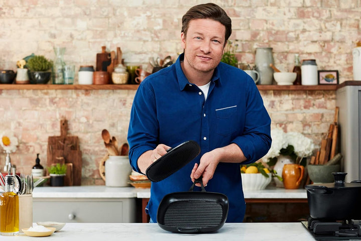 Tefal E21391 Jamie Oliver Guss Grillpfanne Emaille-Beschichtung 25 cm, Eisenguss