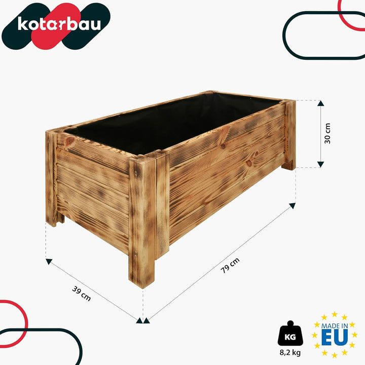 KOTARBAU® Blumenkasten - 79 x 39 x 30 cm - Pflanzkasten mit Vlies - Pflanzkübel gross aussen - Balko