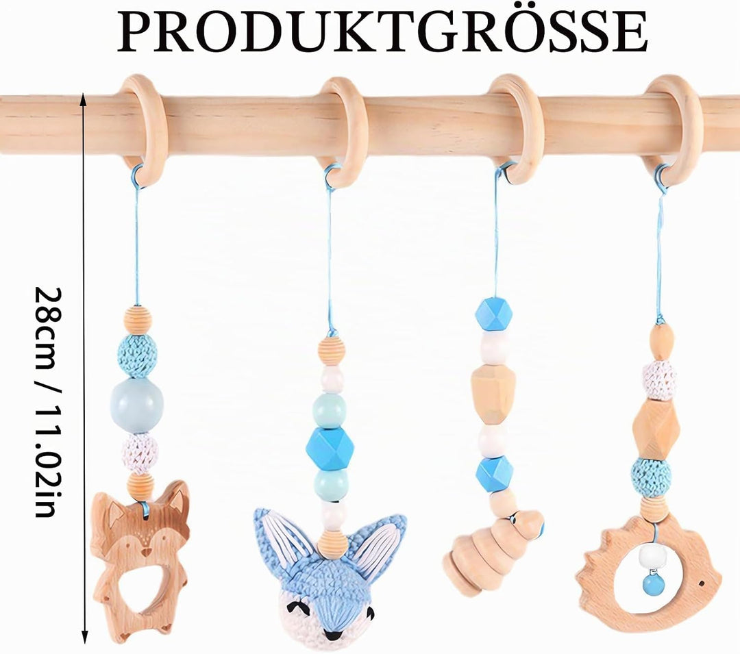 4 Stück Spielebogen Babies Holz, Spieltrapez Baby, Baby Gym Holz, Anhänger Spielbogen, für Mädchen J