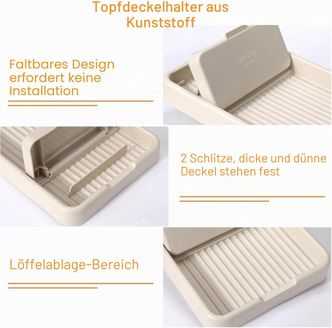 AIERSA Löffelablage mit Deckelhalter für Herdplatte (1 Pack), Spatel, Schöpflöffel, Topfdeckel, Uten