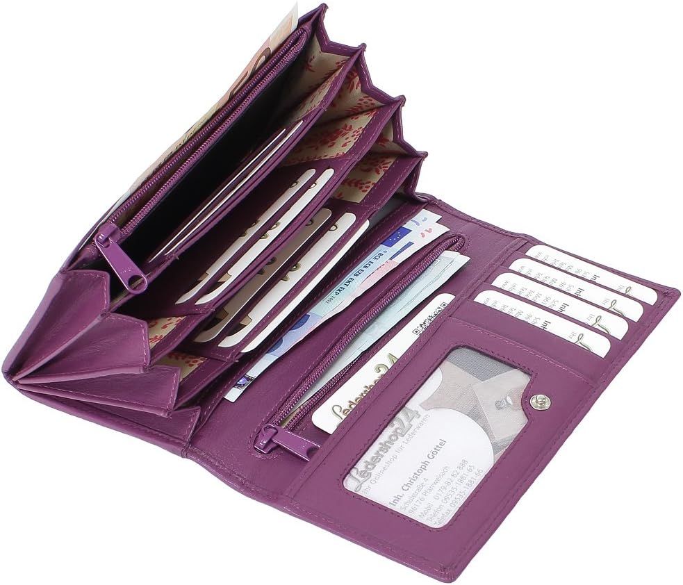 Branco Damen Geldbörse Portemonnaie Leder Damenbörse Damen Geldbeutel berry, Berry