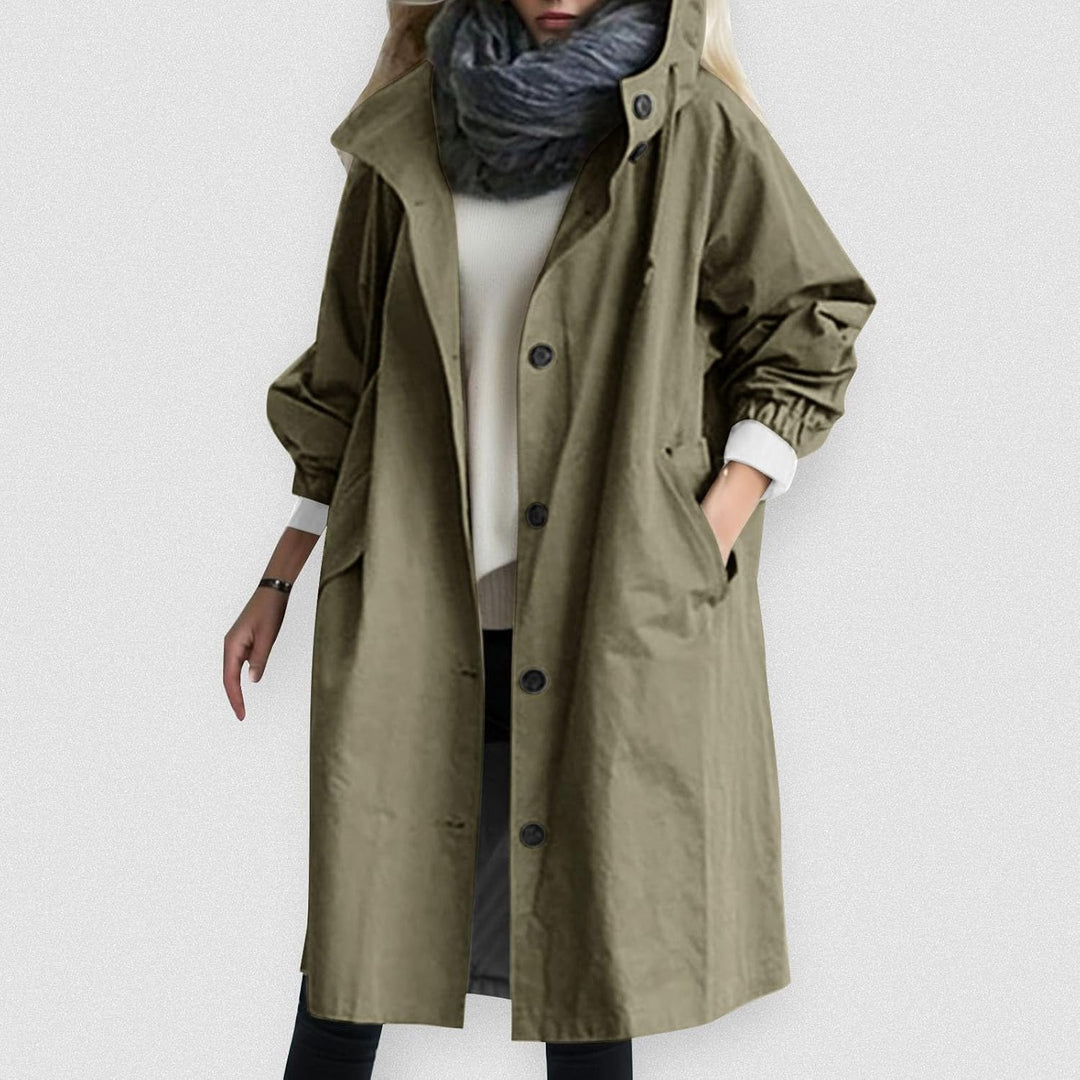 Beokeuioe Damen Trenchcoat Oversized Mantel Lang Umlegekragen Windjacke Einfarbig Damenmantel Überga