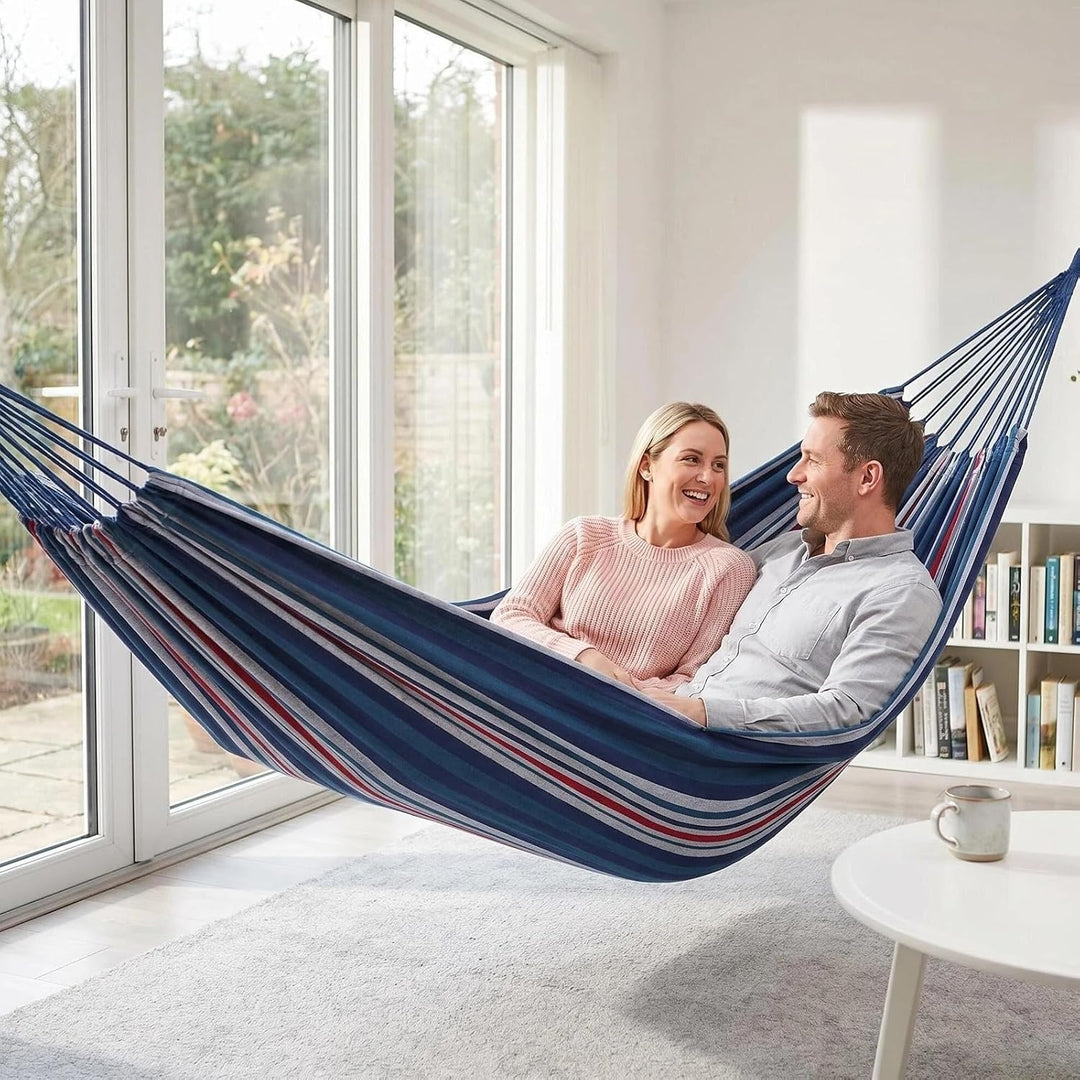 ANYOO Hängematte Outdoor Baumwolle Bequemer Stoff mit Baumfreundlichen Gurten zum Aufhängen, Robuste