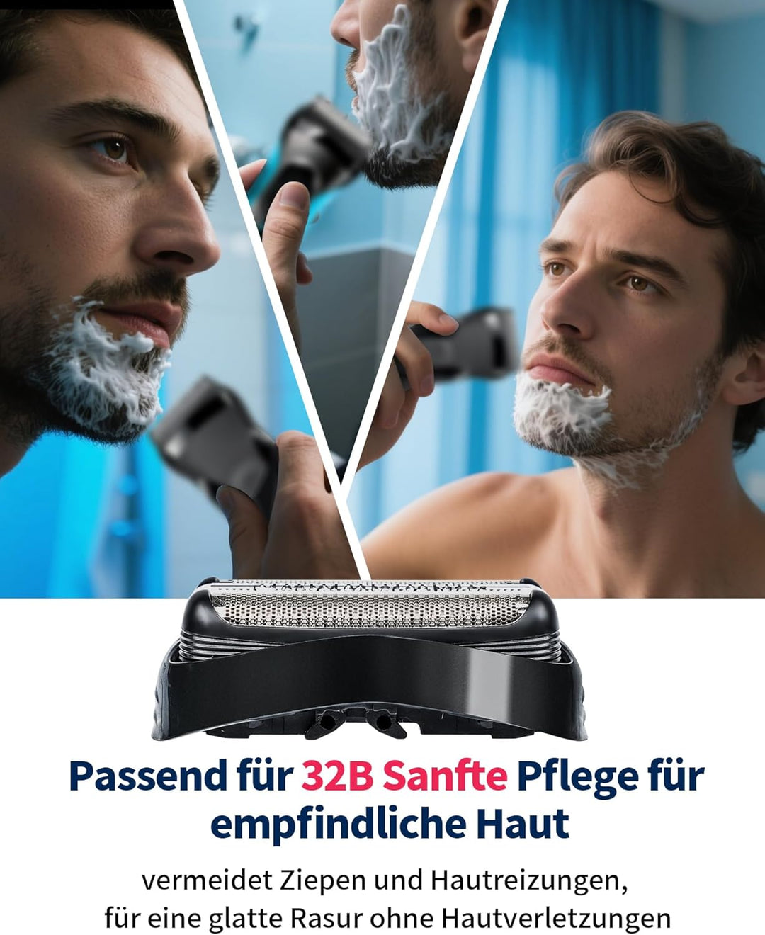 32B Ersatzscherkopf Kompatibel mit Series 3 Herrenrasierer, passend für 3020S, 3040S, 3080S, 3090S,