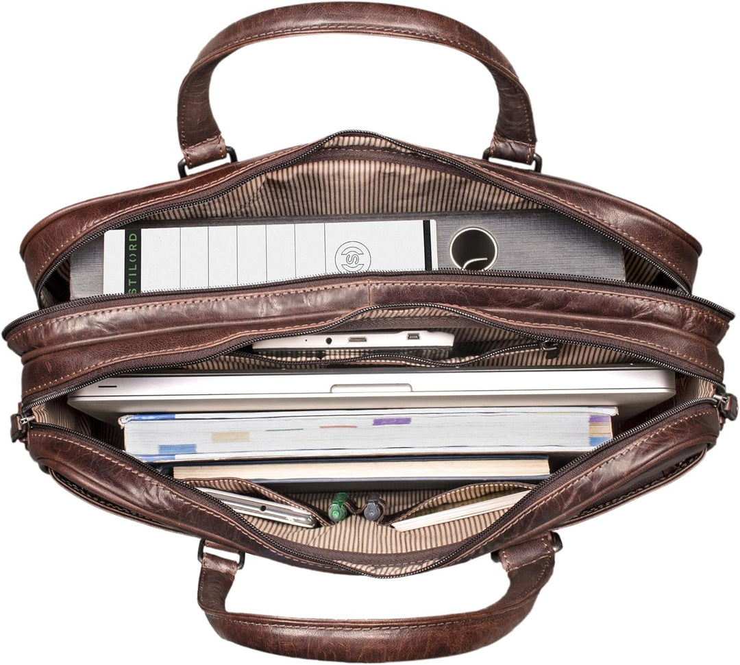 STILORD 'Dante' Business-Tasche Leder gross elegante Aktentasche Umhängetasche Laptoptasche 15.6 Zol