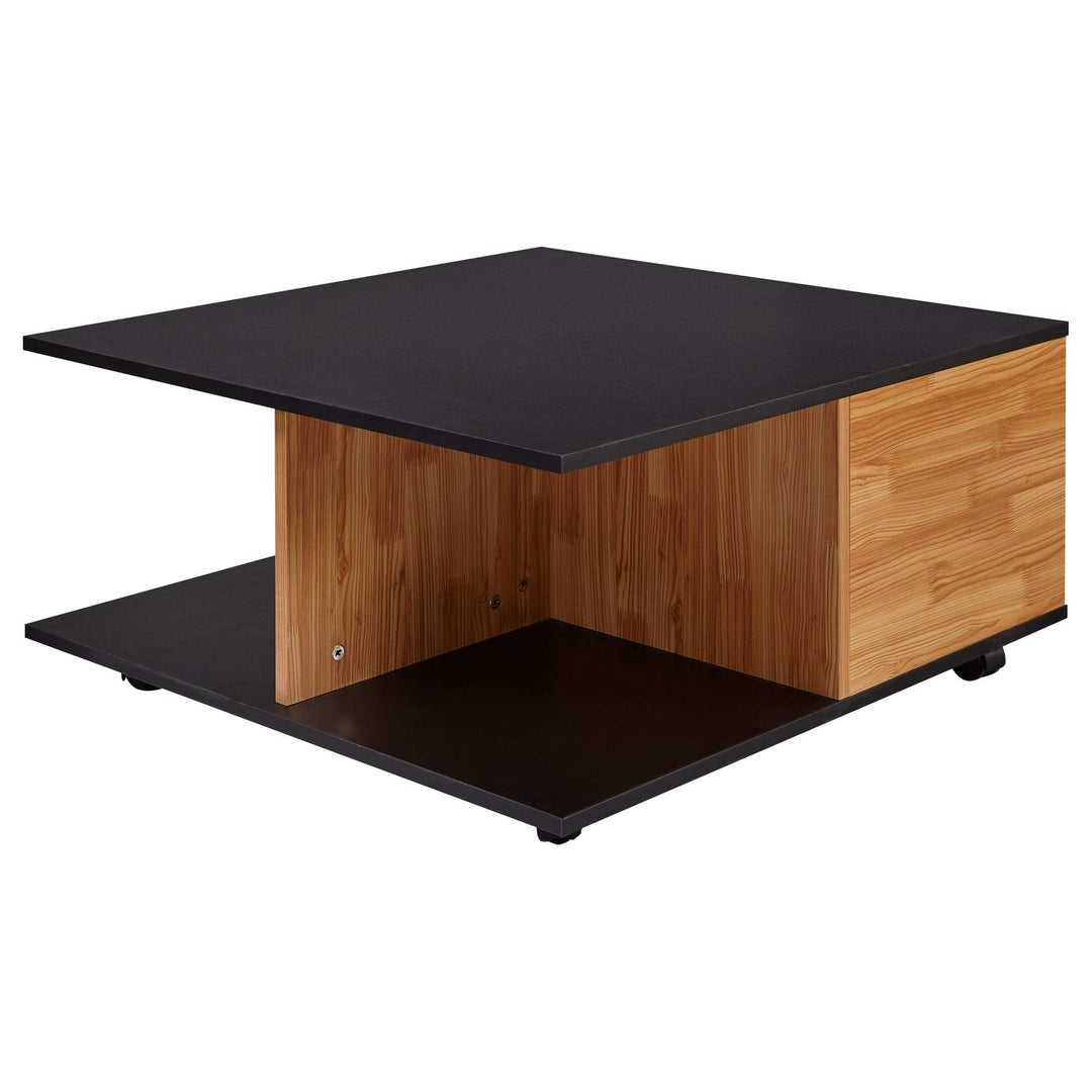 KADIMA DESIGN Couchtisch RAPIDO: 70x70x36,5 cm, 2 Schubladen, Rollen, Melaminharzbeschichtung, Weiss
