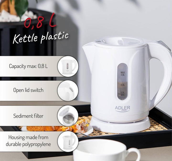 Adler ad 1371w AD 1371 Wasserkocher 0,8 L Weiss