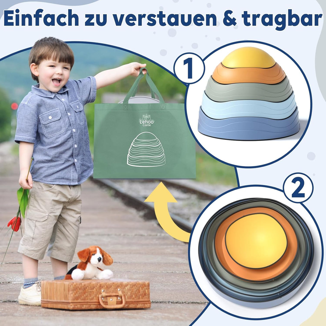 Lehoo Castle Stapelsteine Balanciersteine für Kinder, Gartenspielzeug Kinder, Rutschfeste Stepping S