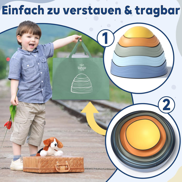 Lehoo Castle Stapelsteine Balanciersteine für Kinder, Gartenspielzeug Kinder, Rutschfeste Stepping S