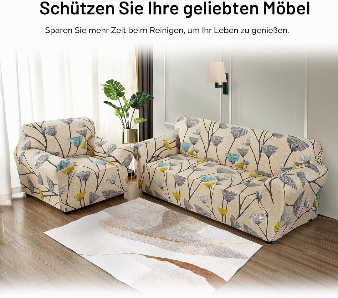 Jaotto Sofabezug 4 Sitzer Elastischer Stretch Spandex Sofa Überwürfe Sofahusse Antirutsch Waschbar S
