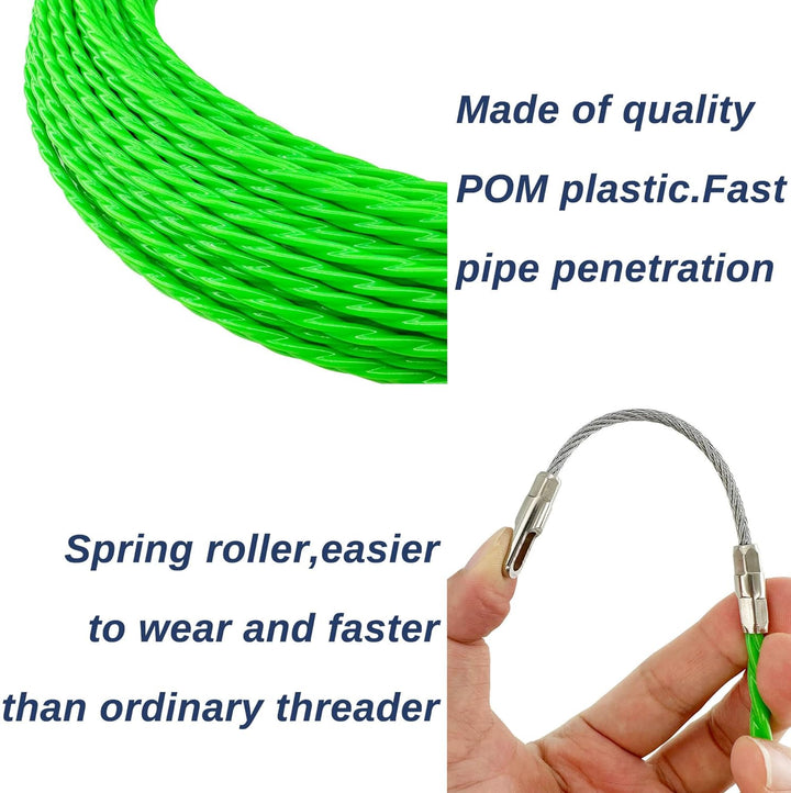 Kabeleinziehhilfe 50m, 4,5 mm Zugdraht Einziehspirale,Einziehhilfe Kabel Einzugshilfe,mit 2 Führungs