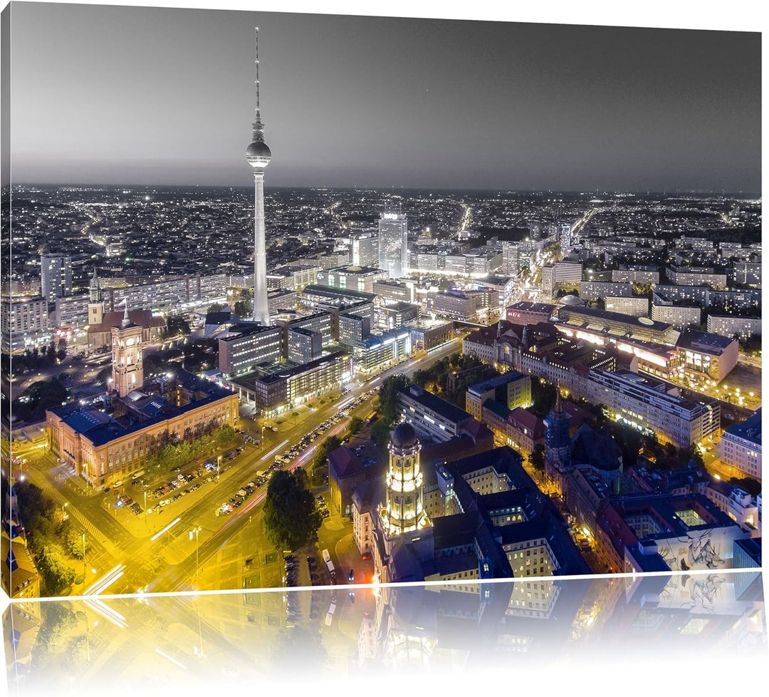 Pixxprint Berlin City Panorama B&W Detail, Format: 100x70 auf Leinwand, 100x70