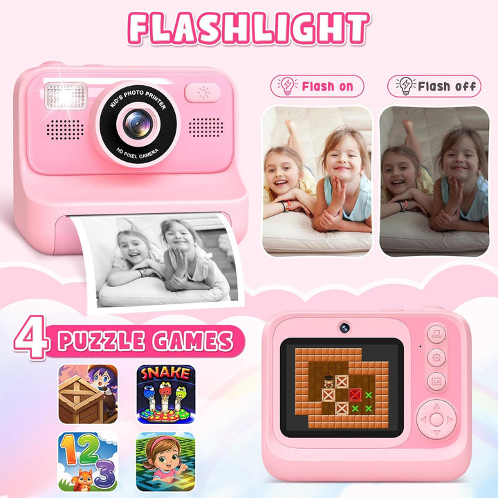 Sofortbildkamera Kinder - 1080P Kinderkamera Sofortbildkamera - Selfie Digitalkamera Kinder mit 32GB
