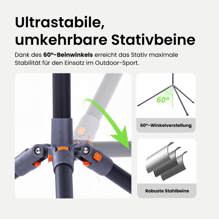 XbotGo NT4 PRO Carbonfaser-Kamerastativ 3,9m – Höhenverstellbar & faltbar mit Tragetasche, luftgedäm