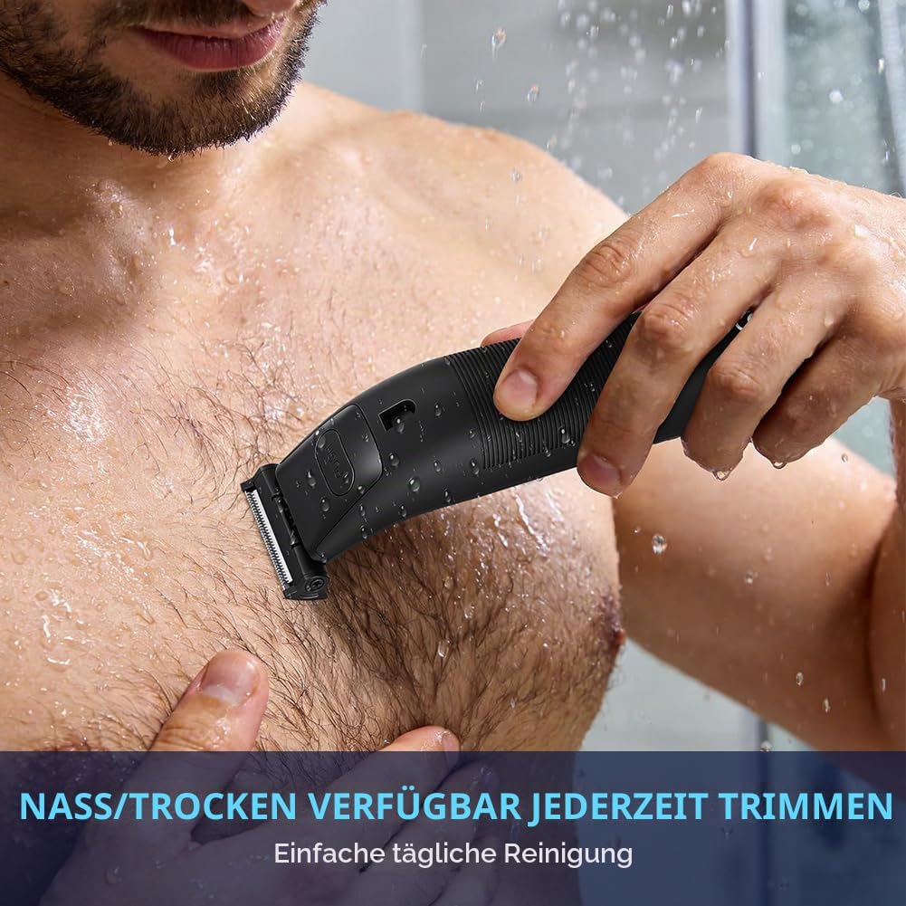 Bartschneider für Männer,Körperhaarschneider mit LED-Anzeige,Nass-und Trockengebrauch,Intimrasierer