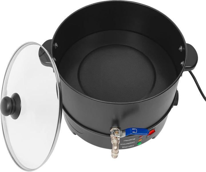 BZYFJB 8L Edelstahl-Wachsschmelztopf mit Rührlöffel & Deckel - Einstellbare Temperatur (50-100°C) fü