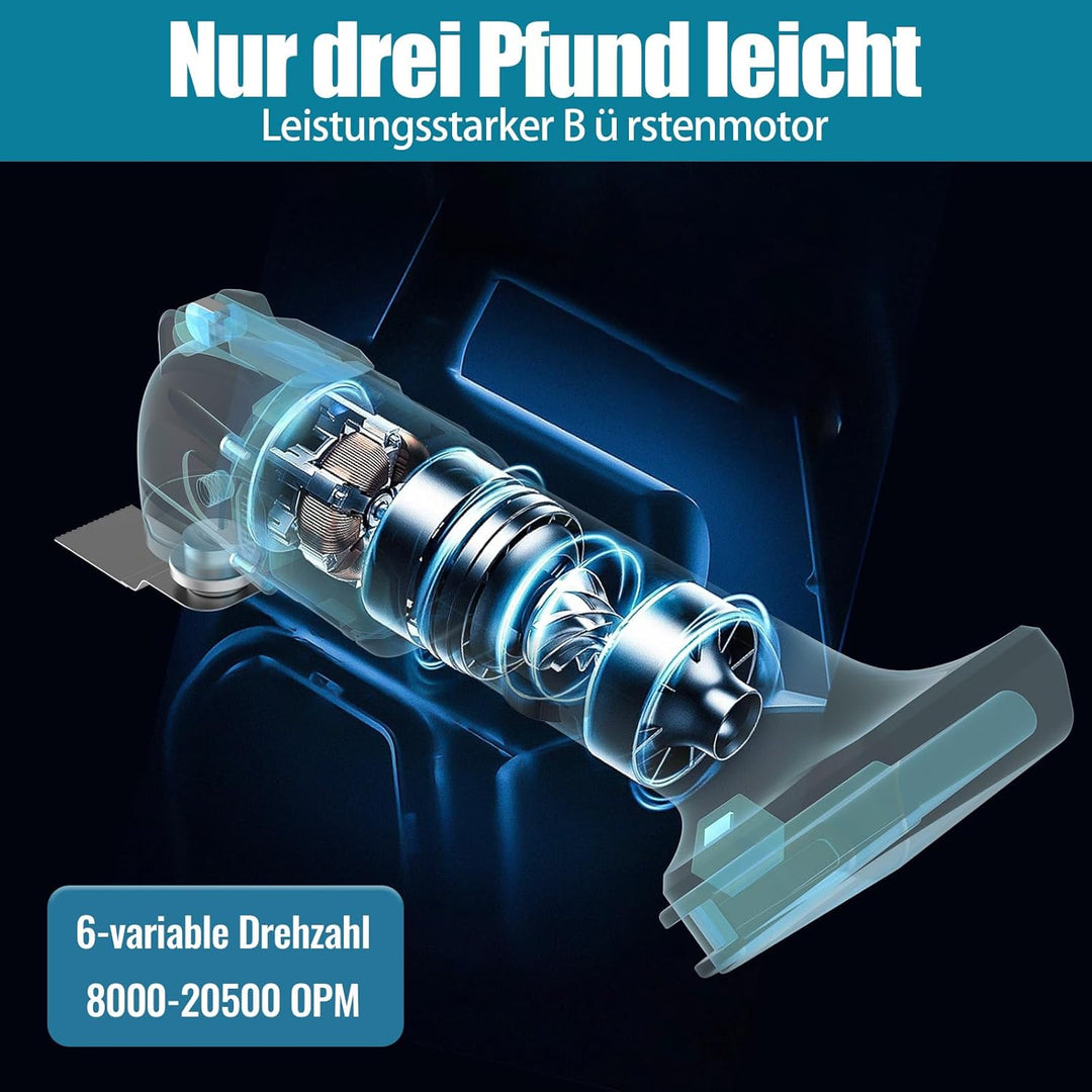 Oszillations werkzeug Ersatz für Makita DTM51Z, mit 2pcs 3000mah Batterie, 6 Variable Drehzahlen, 22