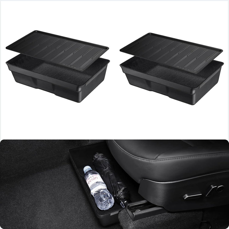 BASENOR Tesla Model Y 2021 2022 2023 Sitz-Organizer Box 2PC Aufbewahrungsbox unter dem Sitz Organize