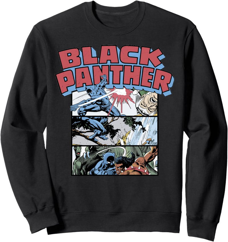 Marvel Black Panther Retro Comic Stacked Panel Art Sweatshirt