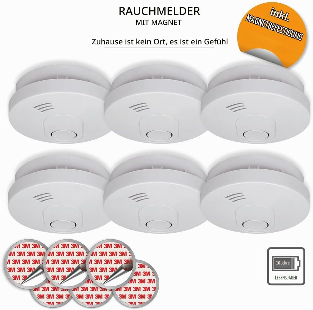 ELRO FS1510 Rauchmelder mit Magnetklebe Kit - 10 Jahres Batterie - 10 Jahre Sensor und Garantie - DI