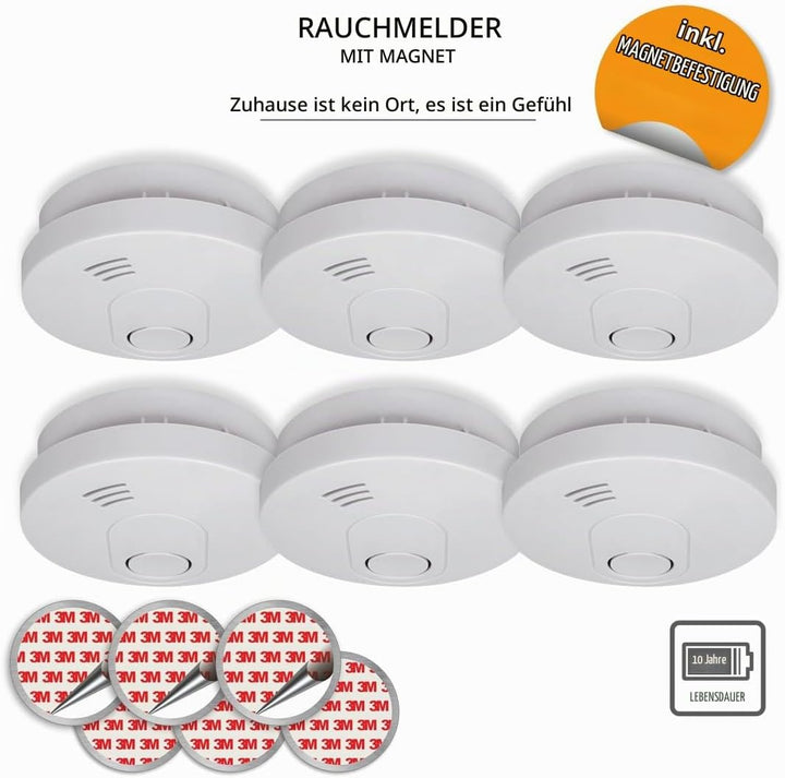 ELRO FS1510 Rauchmelder mit Magnetklebe Kit - 10 Jahres Batterie - 10 Jahre Sensor und Garantie - DI