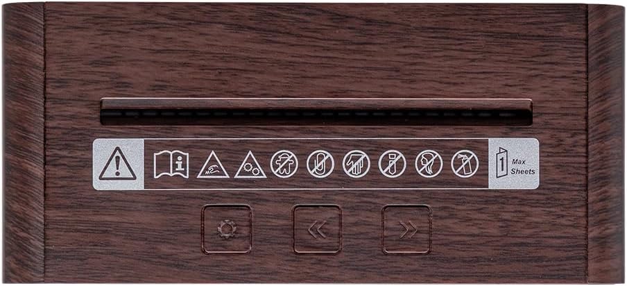 Tisch-Aktenvernichter mit Uhr – Kompakter Mini-Shredder P2, USB-Akku, Digitaluhr mit Datum, Streifen