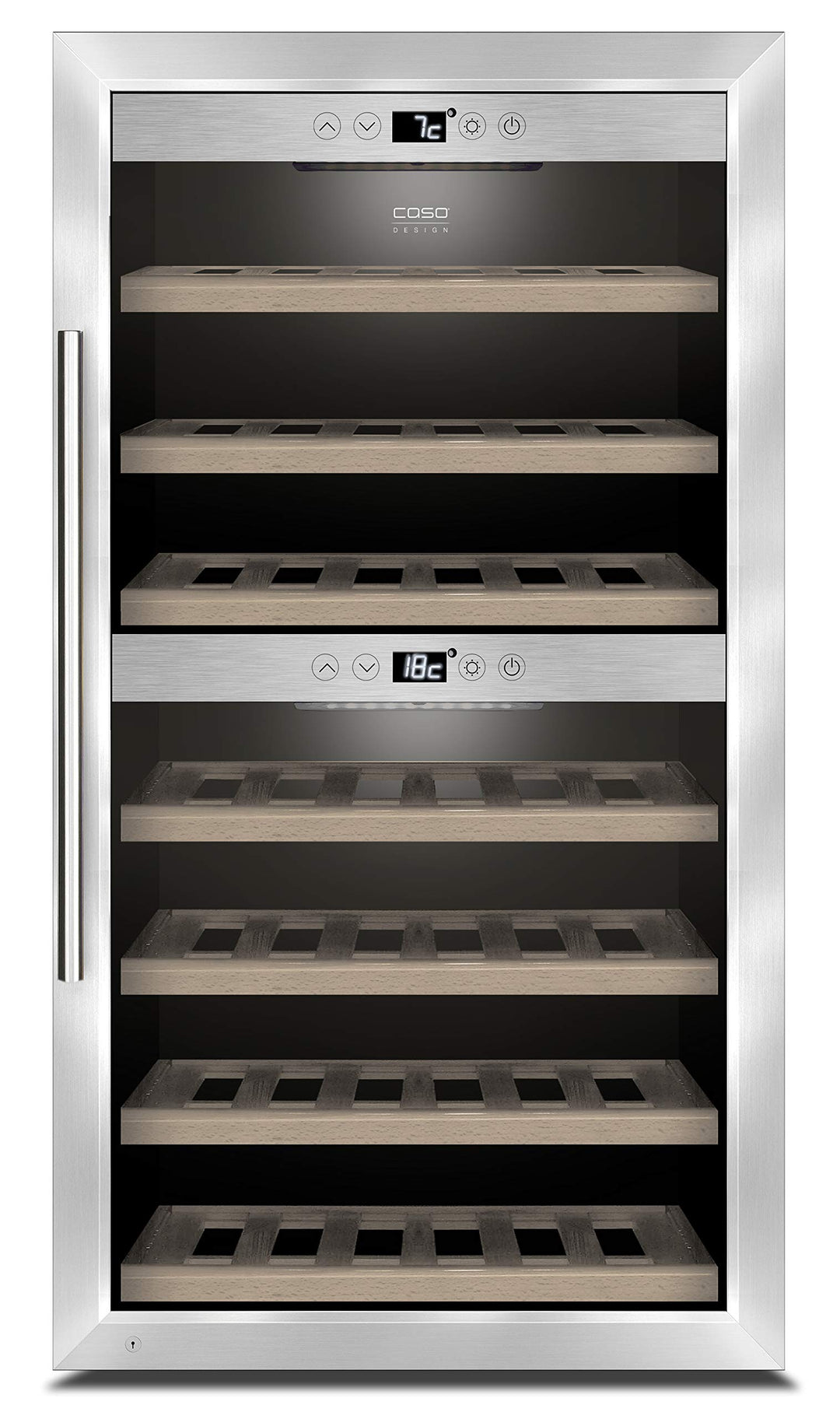 CASO WineComfort 660 Smart | Weinkühlschrank für 66 Flaschen | mit WLAN und WiFi App, 2 Zonen für 5-