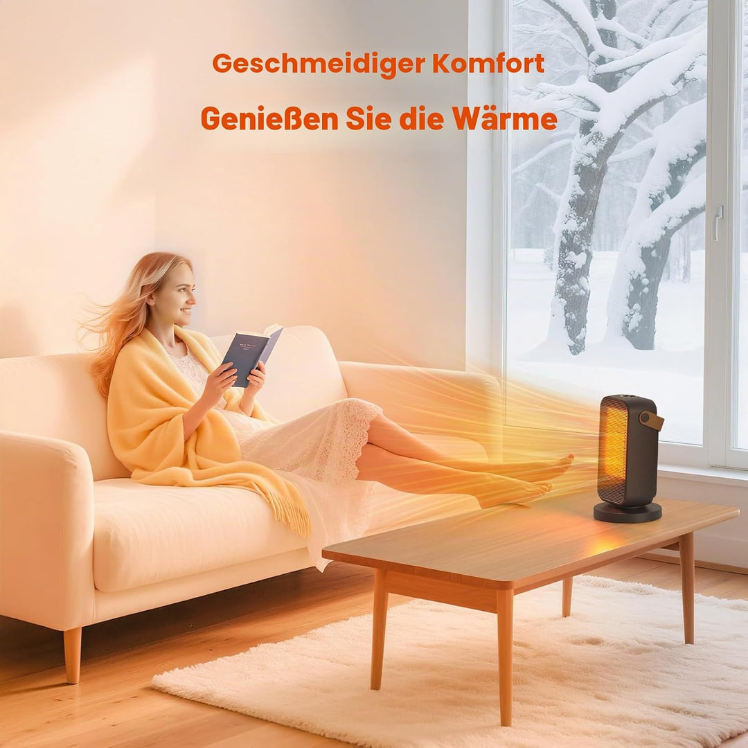Heizlüfter Energiesparend Klein, 1200W Heizung Elektrisch mit Thermostat, PTC Keramik Heizlüfter Lei