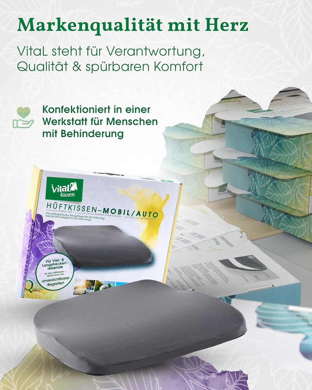 Vital Kissen® Auto | Keilkissen Auto | orthopädisches Sitzkissen Auto | Ergonomisch | entlastet orth