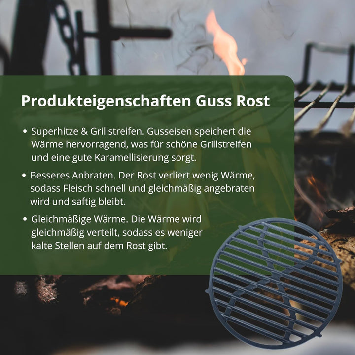 HeRo24 Guss Rost ca.30 cm Erweiterung für Grillroste mit Loch optimal für das Steak Grillen