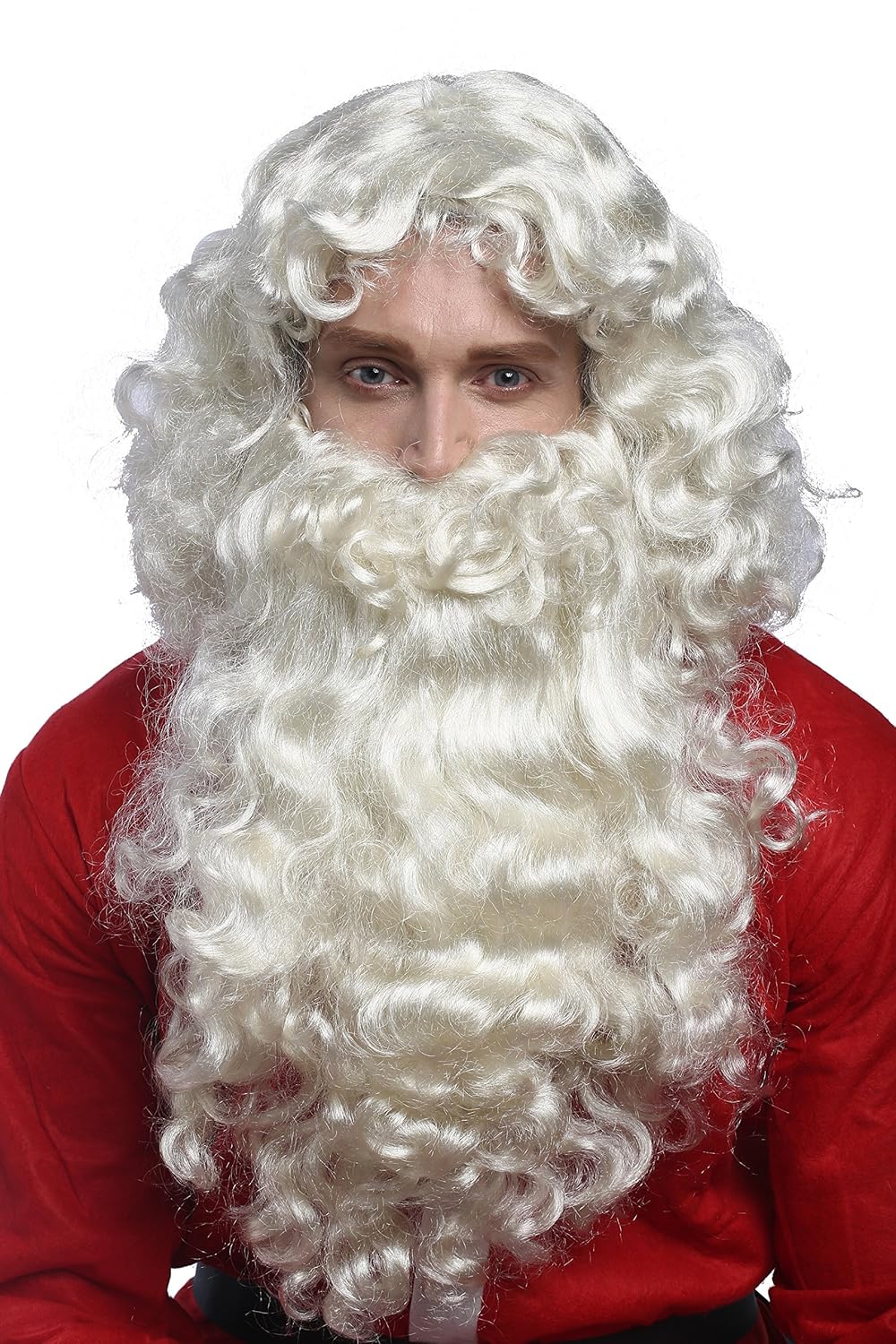 WIG ME UP - 46-A+B-ZA613 Perücke und Bart Set Deluxe Weihnachtsmann Santa Claus Nikolaus Ruprecht Go