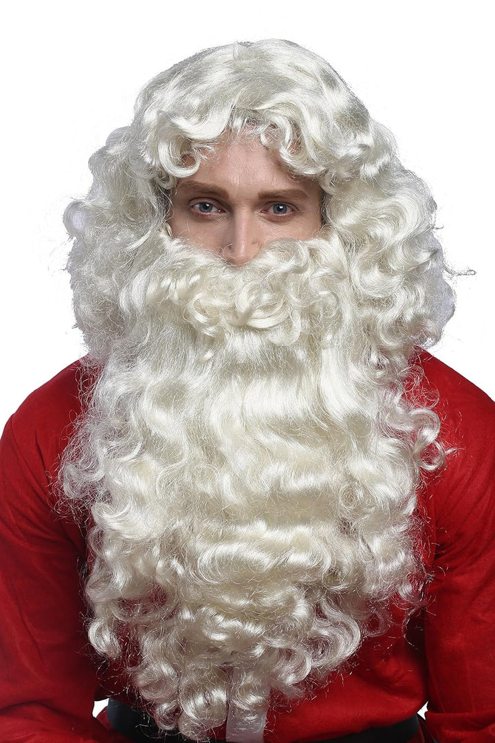 WIG ME UP - 46-A+B-ZA613 Perücke und Bart Set Deluxe Weihnachtsmann Santa Claus Nikolaus Ruprecht Go