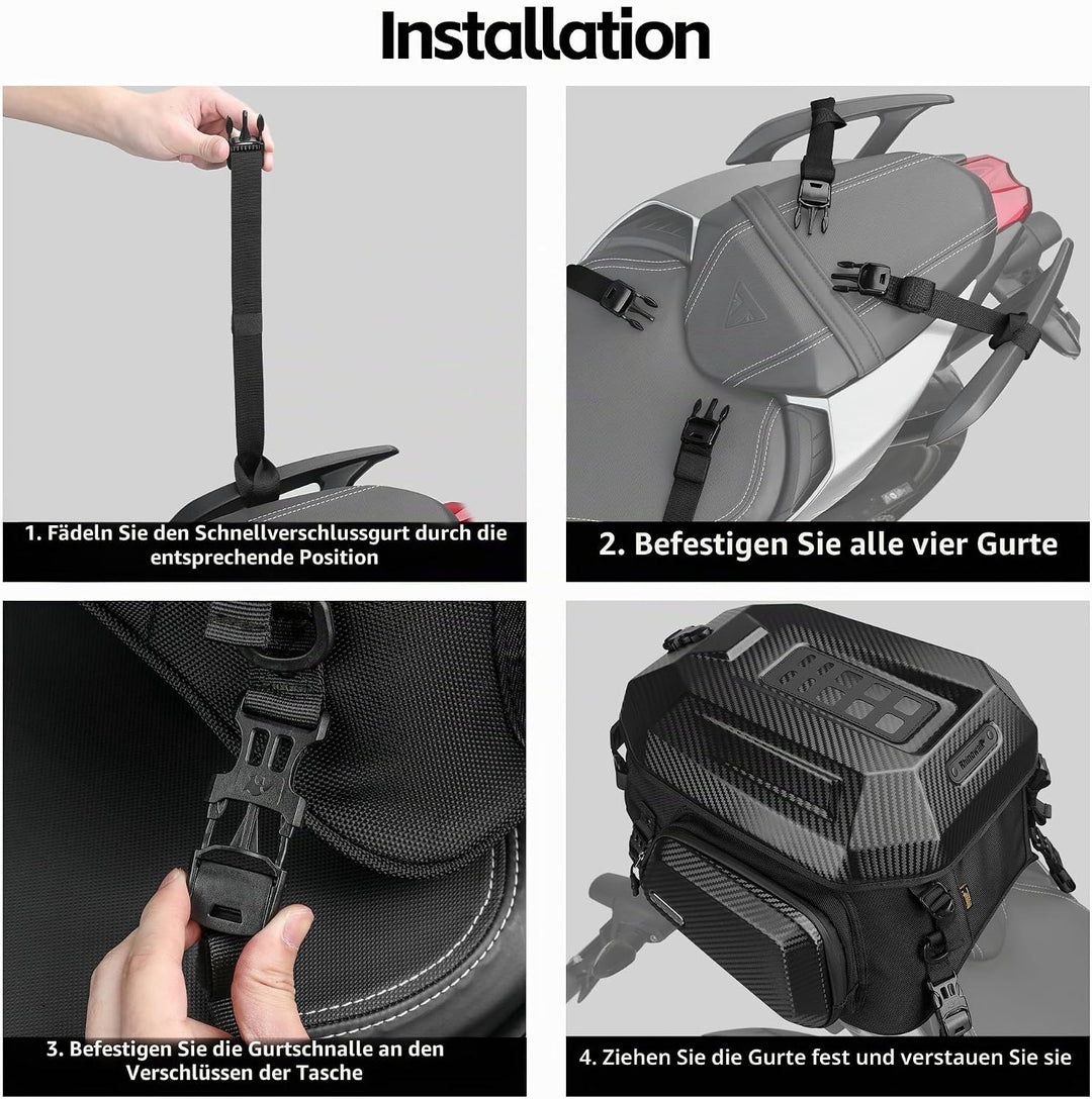 Rhinowalk Motorrad-Hecktasche, Reisegepäck, erweiterbare Motorrad-Helmtasche, 23 l–35 l, wasserdicht