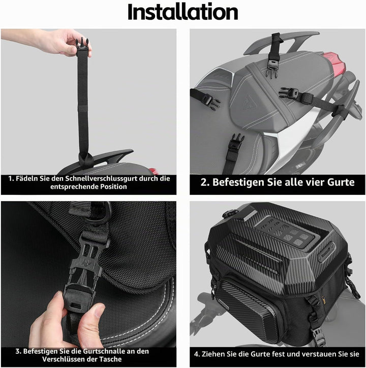 Rhinowalk Motorrad-Hecktasche, Reisegepäck, erweiterbare Motorrad-Helmtasche, 23 l–35 l, wasserdicht