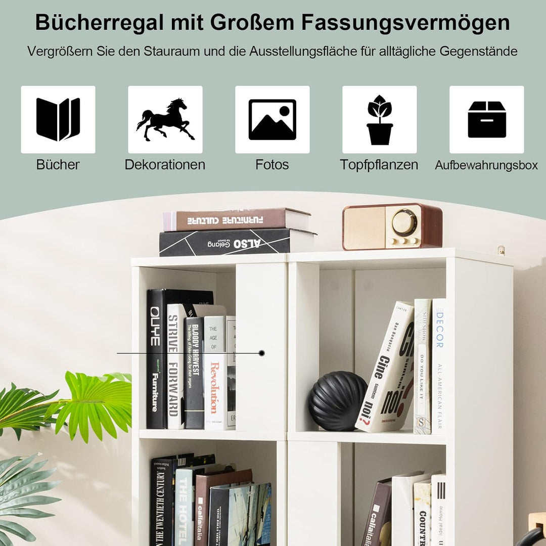 COSTWAY 2er Set Bücherregal aus Holz, Standregal mit 3 Ebenen, Büroregal, Aufbewahrungsregal, Aktenr