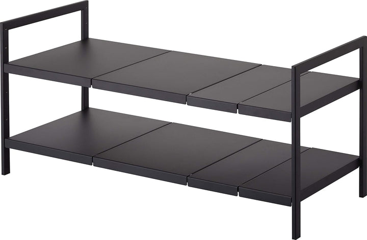 Yamazaki 4949 TOWER Ausziehbarer Organizer mit 2 Ebenen, schwarz, Stahl, Minimalistisches Design