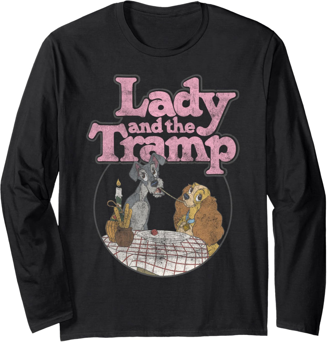 Disney Lady And The Tramp Table Scene Portrait Logo Langarmshirt